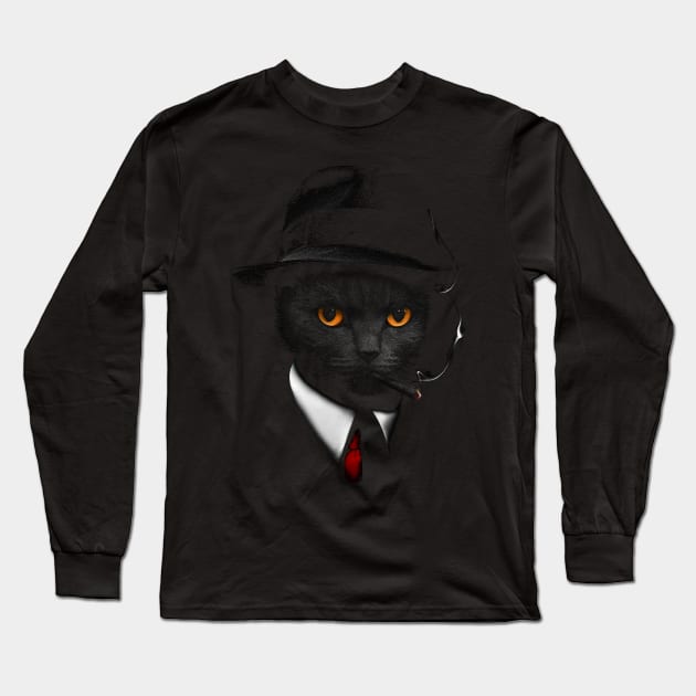 Agent Cat Long Sleeve T-Shirt by clingcling